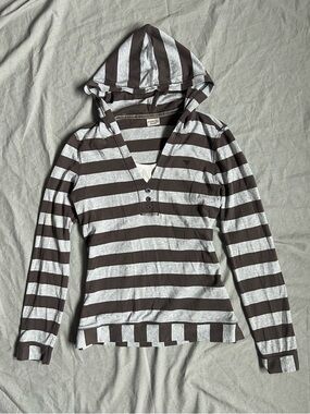 2000s Esprit Striped Hooded Long Sleeve